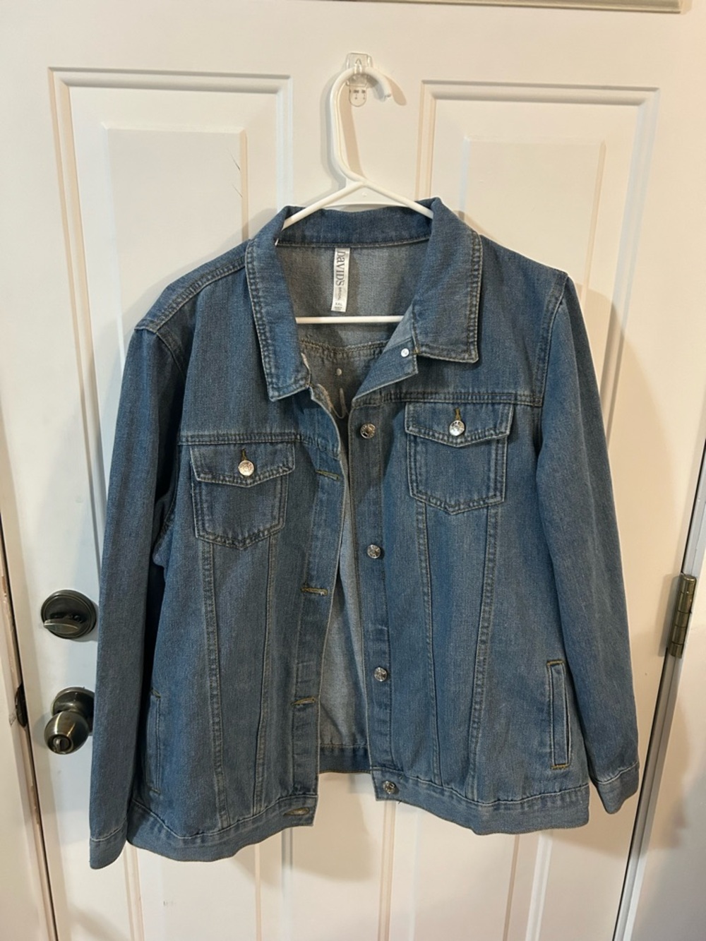 David's Bridal Light Blue Denim Jacket with Embroidery - Picture 3 of 3